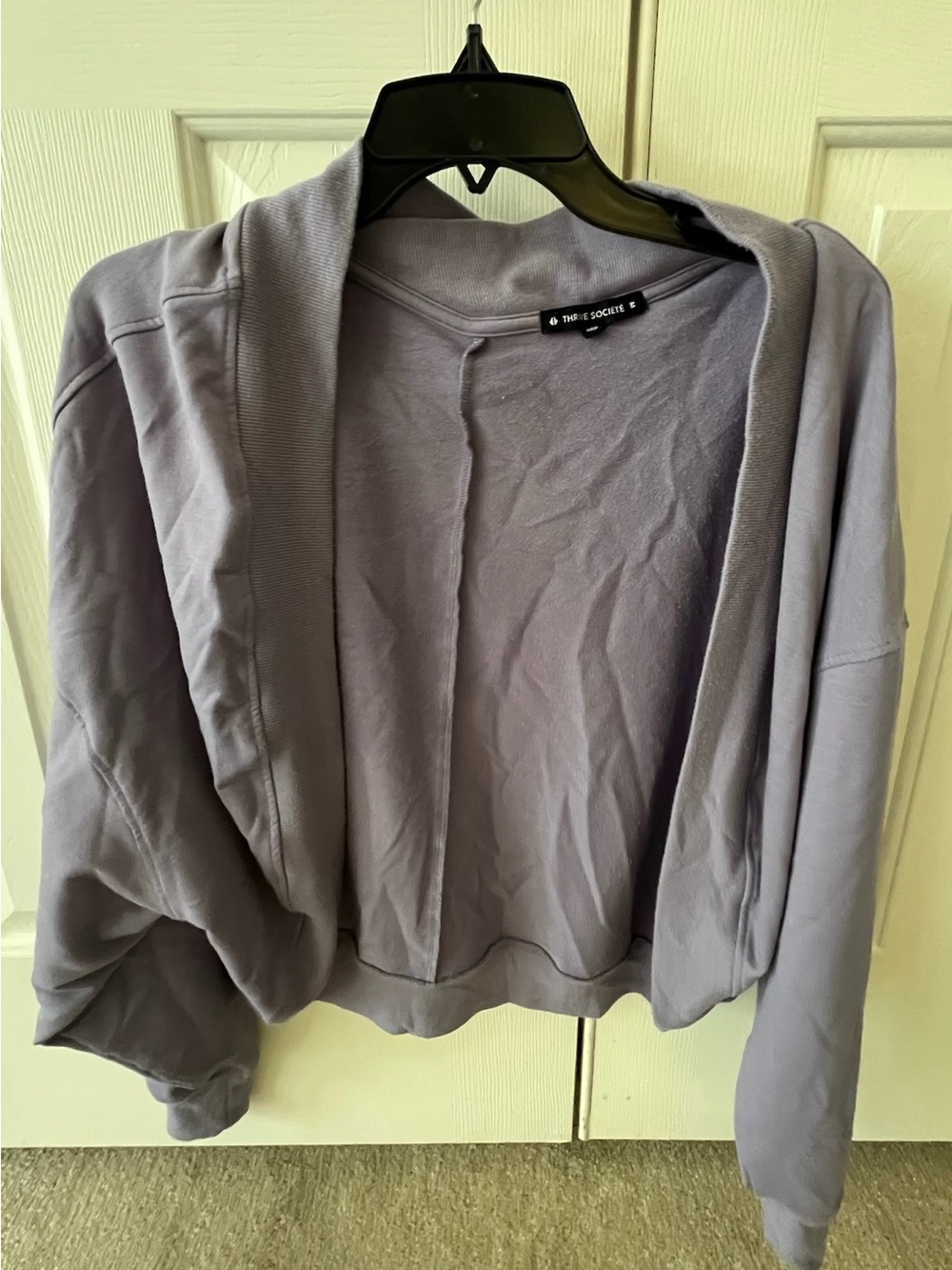Thrive Societe Dusty Lavender Open-Front Draped Cardigan